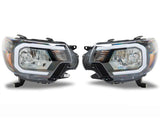 Raxiom 12-15 Toyota Tacoma Axial Series Headlights/Seq LED Bar- Black- Clear Lens - TT21848