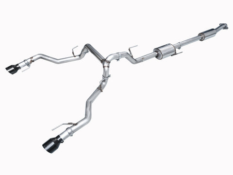 AWE Tuning 2021+ Ford F-150 Tremor (w/ Bumper Cutouts) 0FG Resonated Cat-Back - Diamond Black Tips - 3015-33402