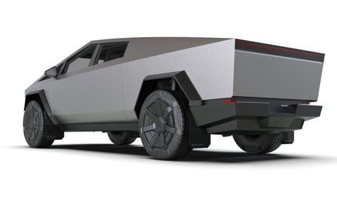 Rally Armor 24-26 Tesla Cybertruck Black UR Mud Flap Metallic Black Logo - MF112-UR-BLK-MBK