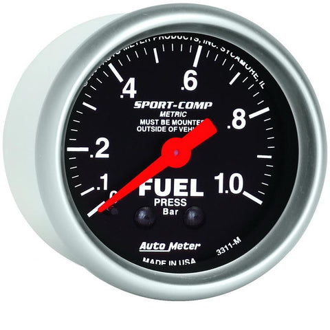 AutoMeter Gauge Fuel Pressure 2-1/16in. 1.0Kg/Cm2 Mechanical Sport-Comp - 3311-J