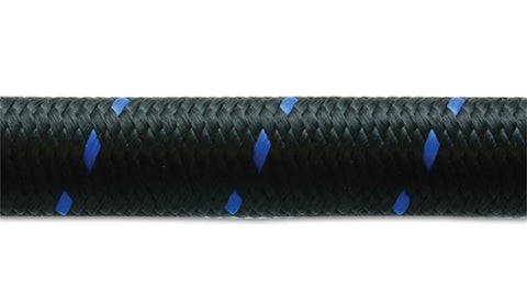 Vibrant -8 AN Two-Tone Black/Blue Nylon Braided Flex Hose (5 foot roll) - 11988B