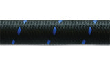 Vibrant -4 AN Two-Tone Black/Blue Nylon Braided Flex Hose (5 foot roll) - 11984B