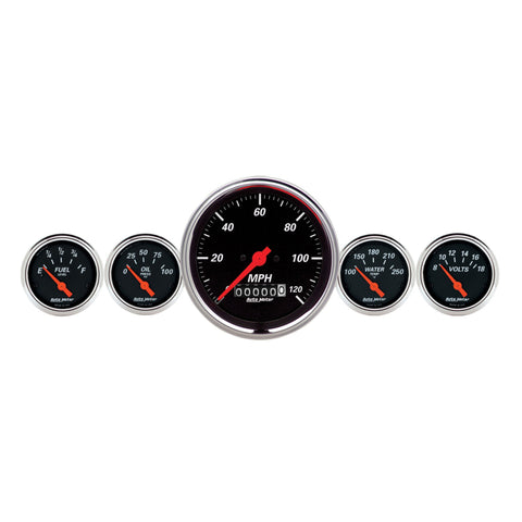 AutoMeter Gauge Kit 5 Pc. 3-3/8in. & 2-1/16in. Elec. Speedometer Designer Black - 1440