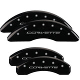 MGP 4 Caliper Covers Engraved Front & Rear C7/Corvette Black finish silver ch - 13084SCV7BK
