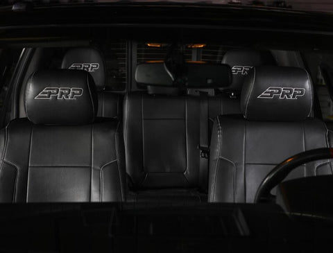 PRP 12-14 Ford Raptor Front Seat Covers (Pair) - Black w Silver Stitch - B068-06