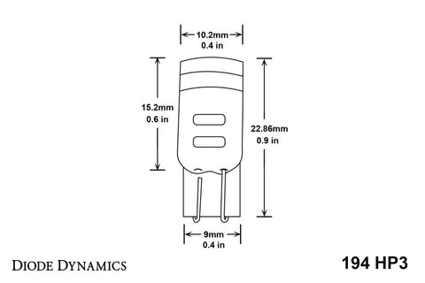 Diode Dynamics 194 LED Bulb HP3 LED - Cool - White Set of 12 - DD0024TW