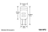 Diode Dynamics 194 LED Bulb HP3 LED Pure - White Short (Single) - DD0329S