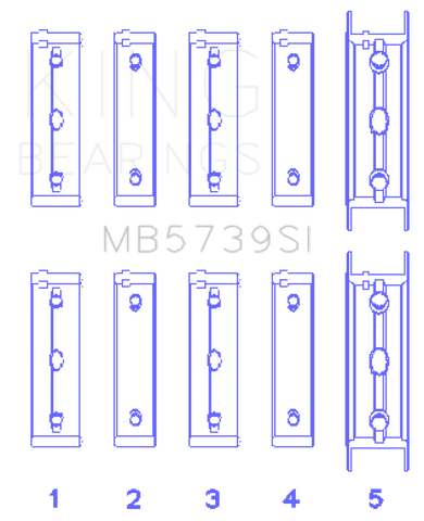 King Subaru EJ20/EJ22/EJ25 .002 Oversized Bi-Metal Silicon Aluminum Main Bearing Set - MB5739SI
