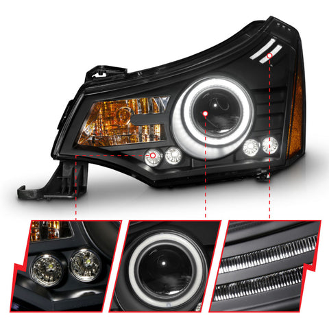 ANZO 2008-2011 Ford Focus Projector Headlights Black - 121272