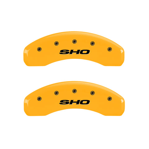 MGP 4 Caliper Covers Engraved Front & Rear SHO Yellow finish black ch - 10128SSHOYL