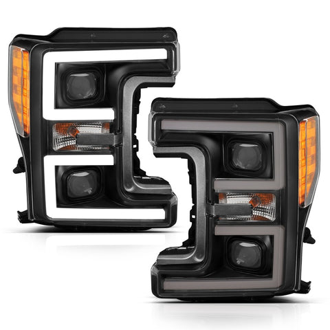 ANZO LED Headlights 17-18 Ford F-250 Super Duty Plank-Style L.E.D. Headlight Black (Pair) - 111388