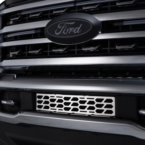 Putco 23-24 Ford F250/F350 Super Duty Hex Shield Design Bumper Grille Inserts - Polished SS - 82172