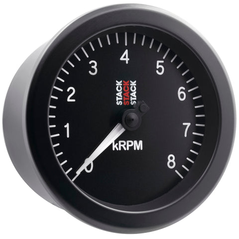 Autometer Stack Sport 88mm 0-8K RPM Tachometer - Black - ST100-08