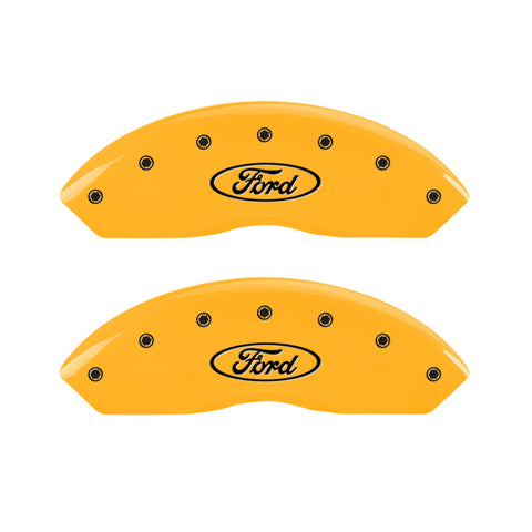 MGP 2 Caliper Covers Engraved Front Oval Logo/Ford Yellow Finish Blk Char 2011 Ford Focus - 10155FFRDYL