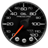 Autometer Spek-Pro Gauge Oil Press 2 1/16in 120psi Stepper Motor W/Peak & Warn Blk/Chrm - P325318