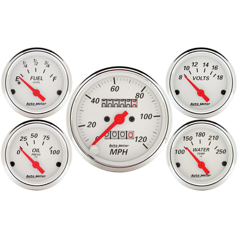 Autometer 5 piece Kit (Mech Speed/Elec Oil Press/Water Temp/Volt/Fuel Level) - 1300