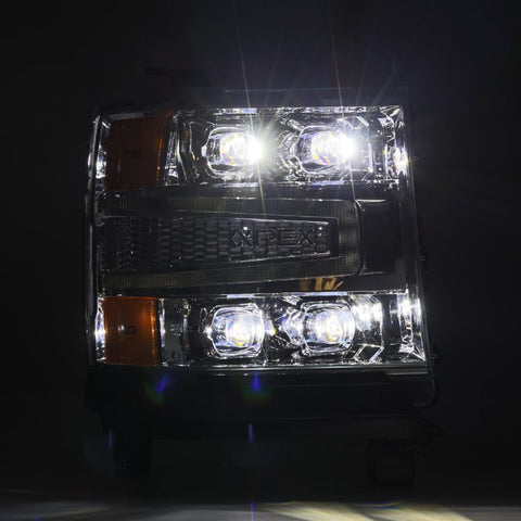 AlphaRex 16-18 Chevy 1500HD NOVA-Series LED Proj Headlights Chrm w/Actv Lgt/SeqSig & DRL(Req 810023) - 880238