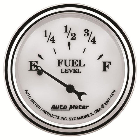 AutoMeter Gauge Fuel Level 2-1/16in. 240 Ohm(e) to 33 Ohm(f) Elec Old Tyme White II - 1216
