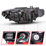 ANZO 2012-2015 BMW 3 Series Projector Headlights w/ U-Bar Black - 121504