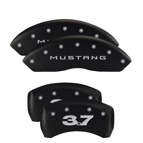 MGP 4 Caliper Covers Engraved Front 2015/Mustang Engraved Rear 2015/50 Black finish silver ch - 10200SM52BK