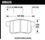Hawk 08-10 Honda Accord 2.4L/3.0L/3.5L / 09-10 Acura TST 2.4L HPS Street Rear Brake Pads - HB626F.577