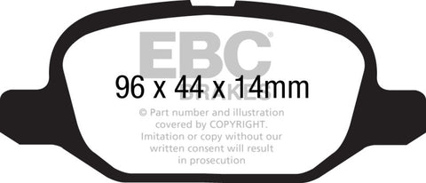 EBC 11+ Fiat 500 1.4 (ATE Calipers) Ultimax2 Rear Brake Pads - UD1569