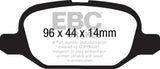 EBC 11+ Fiat 500 1.4 (ATE Calipers) Yellowstuff Rear Brake Pads - DP41880R