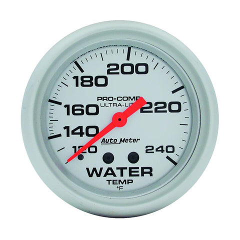 Autometer Ultra-Lite 66.7mm 120-240 Deg F Mechanical Water Temperature Gauge - White - 4432