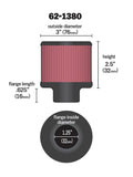 K&N 1.25in Flange ID x 3in OD x 2.5 inch H Rubber Base Crankcase Vent Filter - 62-1380