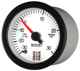 Autometer Stack 52mm -30INHG to +30 PSI (Incl T-Fitting) Pro Stepper Motor Boost Press Gauge - White - ST3362