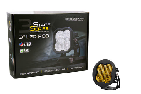 Diode Dynamics SS3 LED Pod Pro - Yellow SAE Fog Round (Single) - DD6150S