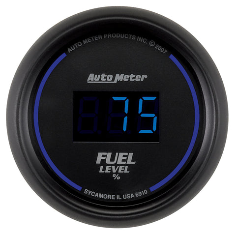Autometer Cobalt Digital 52.4mm Black Programmable Empty-Full Range Fuel Level Gauge - 6910