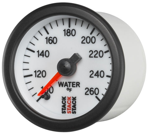 Autometer Stack 52mm 100-260 Deg F 1/8in NPTF Male Pro Stepper Motor Water Temp Gauge - White - ST3358