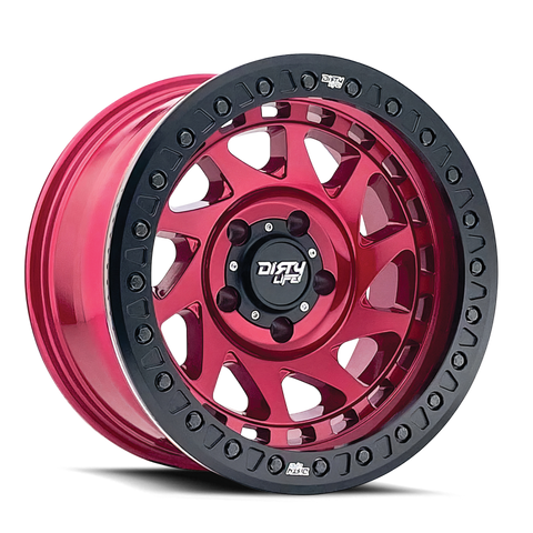 Dirty Life 9313 Enigma Race 17x9 / 5x127 BP / -12mm Offset / 78.1mm Hub Crimson Candy Red Wheel - 9313-7973R12