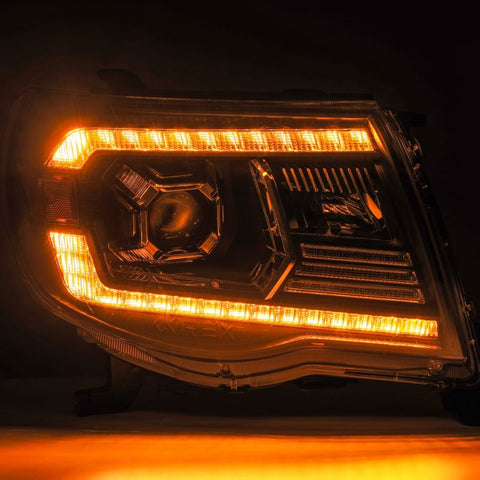 AlphaRex 05-11 Toyota Tacoma LUXX LED Projector Headlights Plank Style Black w/Activ Light and DRL - 880741