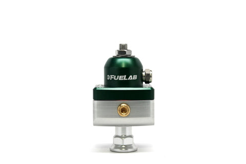 Fuelab 575 High Pressure Adjustable Mini FPR Blocking 25-65 PSI (1) -6AN In (2) -6AN Out - Green - 57504-6