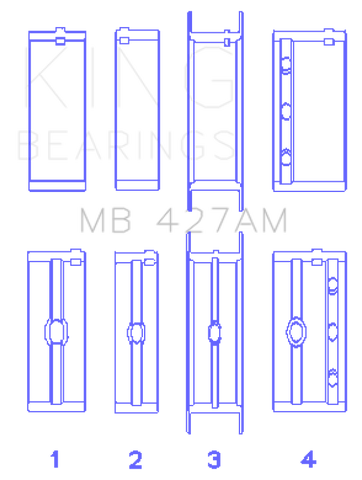 King Engine Bearings Chevrolet 173 V6 (Size +0.50mm) Main Bearing Set - MB427AM0.5