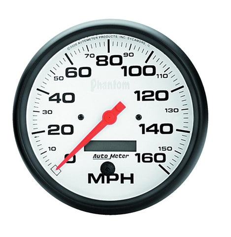 Autometer Phantom 5in 160 MPH Speedometer Electric Program w/ LCD Odometer - 5889