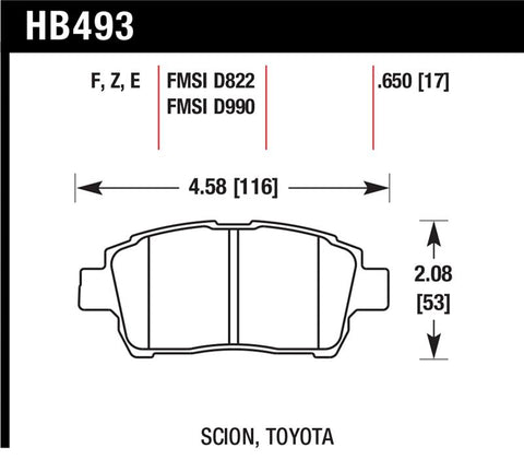 Hawk 04-07 xA/xB D990 Blue 9012 Race Front Brake Pads - HB493E.650