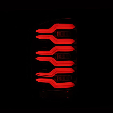 AlphaRex 14-18 GMC Sierra 1500/2500HD/3500HD LUXX-Series LED Tail Lights Alpha-Blk Actv Lgt Seq. Sig - 630030