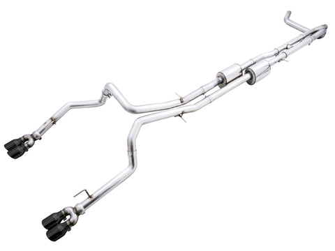 AWE Tuning 4th Gen GM 1500 6.2L 0FG Cat-Back Split Rear Exit (w/ Bumper Cutouts) - Quad Diamond Tips - 3015-43204