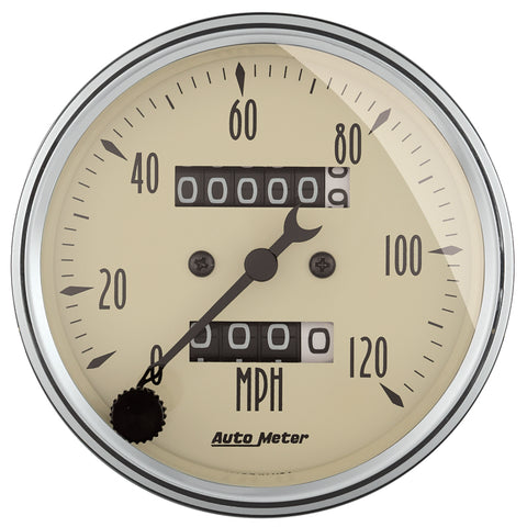 AutoMeter Gauge Speedometer 3-1/8in. 120MPH Mechanical Antique Beige - 1896