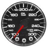 Autometer Spek-Pro Gauge Oil Temp 2 1/16in 300f Stepper Motor W/Peak & Warn Blk/Chrm - P322318