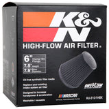 K&N Universal Rubber Filter Round Tapered 6in Flange ID x 7.5in Base OD x 5.25in Top OD x 8in Height - RU-3101HBK