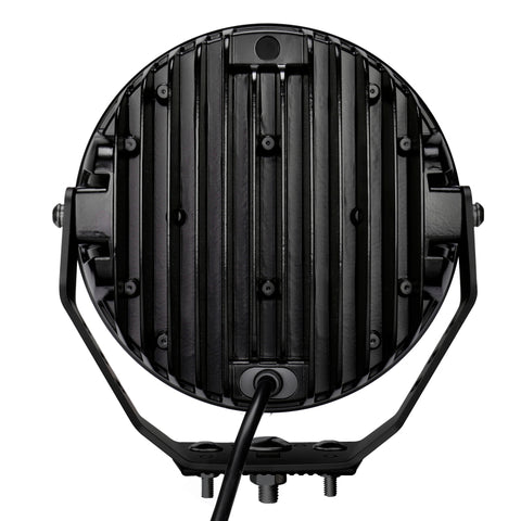 Go Rhino Xplor Blackout Series Round Single LED Spot Light Kit w/DRL (Surface Mount) 9in. - Blk - 751700911SRS