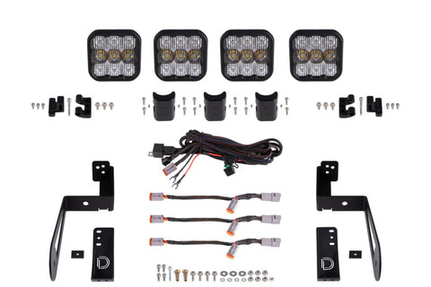Diode Dynamics Jeep JK SS5 4-Pod CrossLink Grille Lightbar Kit Sport - White Combo - DD7229