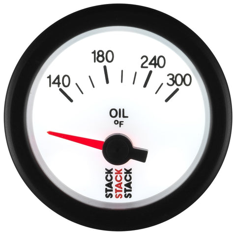 Autometer Stack 52mm 140-300 Deg F 1/8in NPTF Electric Oil Temp Gauge - White - ST3260
