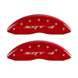 MGP Front set 2 Caliper Covers Engraved Front SRT4 Red finish silver ch - 12002FSR4RD