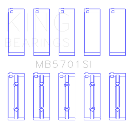 King Engine Bearings Mitsubishi 4D56 Hp (Size +0.50mm) Main Bearing Set - MB5701SI0.5
