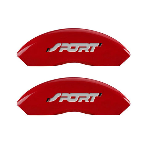 MGP 4 Caliper Covers Engraved Front & Rear No bolts/Sport Red finish silver ch - 10119SSP1RD